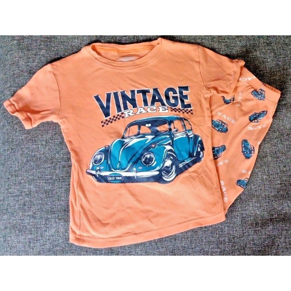 Pajamas 5T Boys Dolphin And Fish Orange Race Car Short sleeves Shorts